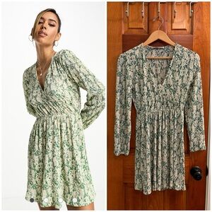 Mango Green Patterned Mini Dress